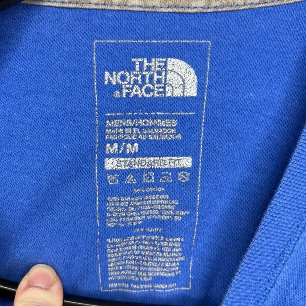The North Face Mens Shirt Medium Blue Cotton Short Sleeve Crew Neck Logo Casual